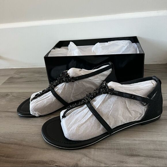 NWT G by Guess Deers black jeweled BLING sandals size 11 & 10. Glitter upper - Picture 9 of 13